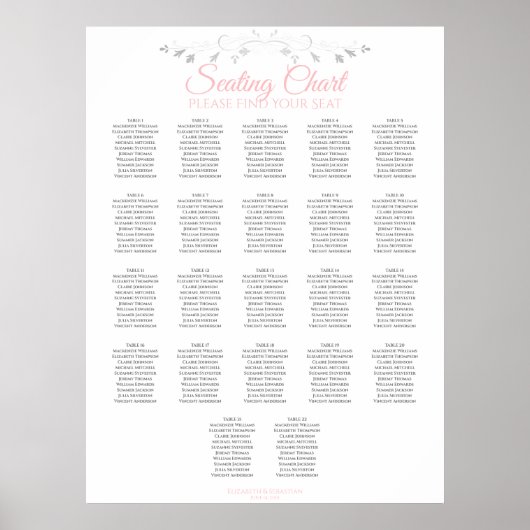 22表ピンクとグレー結婚の座席表 ポスター (正面)