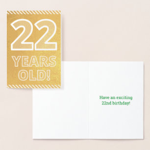 22誕生日はっきりした「22歳!」 ゴールドフォイルカード 箔カード