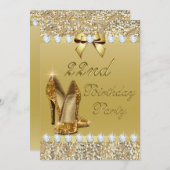 22誕生日クラシー金ゴールドハイトシークインズダイヤモンド 招待状 (正面/裏面)