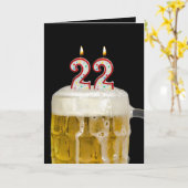 22誕生日ビールオンブラック カード (黄色い花)