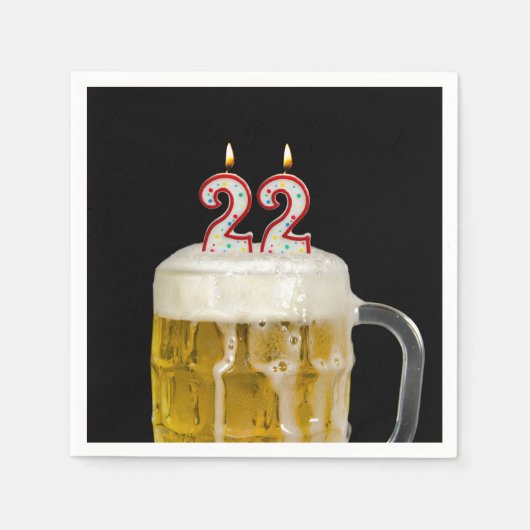 22誕生日ビールオンブラック スタンダードカクテルナプキン (正面)