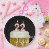 22誕生日ビールオンブラック ペーパープレート (パーティー)