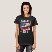 22誕生日米国国旗ヴィンテージ米国国旗2000 Tシャツ (正面フル)