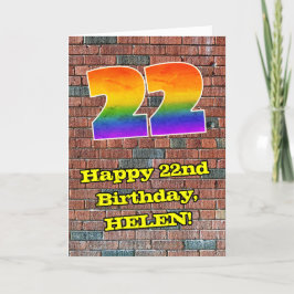 22誕生日:おもしろいグラフィティインスパイアレインボー22 カード