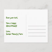 22誕生日:おもしろいハートパターン,レインボー22 ポストカード (裏面)