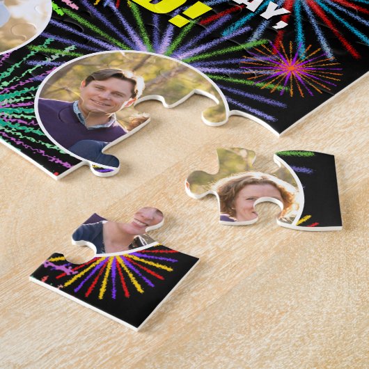 22誕生日:おもしろいレインボー#、名前をカスタムする+写真 ジグソーパズル (側面)