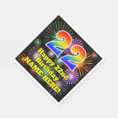 22誕生日:おもしろい花火パターン+虹22 スタンダードランチョンナプキン (角)