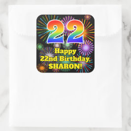 22誕生日:おもしろい花火ルック、虹# 22 スクエアシール