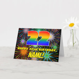 22誕生日:おもしろい、お祝カラフルい花火 カード