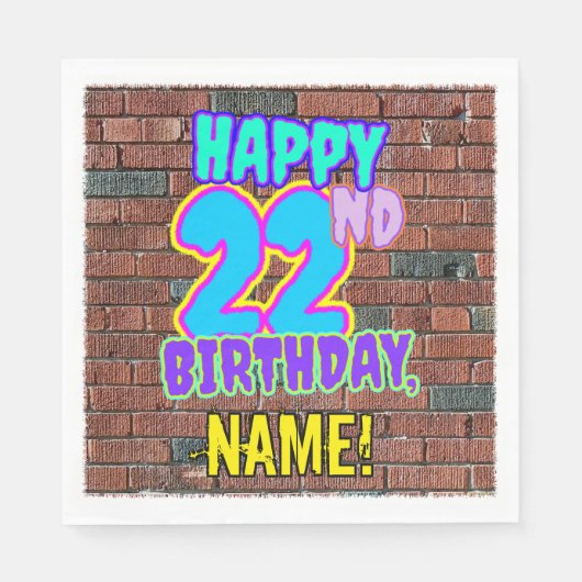 22誕生日～おもしろい、アーバングラフィティインスパイアルック スタンダードランチョンナプキン (正面)