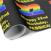 22誕生日:おもしろい、カラフルレインボーインスパイア# 22 ラッピングペーパー (ロールコーナー)