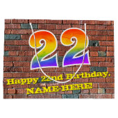 22誕生日:おもしろい、グラフィインスパイアティ・レインボー# 22 ラージペーパーバッグ (裏面)