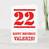22誕生日:おもしろい、赤ゴムスタンプルックインスパイアス カード (正面)
