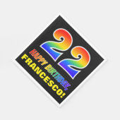 22誕生日:はっきりした,おもしろい,シンプル虹， 22 スタンダードランチョンナプキン (角)