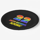 22誕生日:はっきりした,おもしろい,シンプル虹, 22 ペーパープレート (アングル)