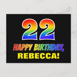 22誕生日:はっきりした,おもしろい,シンプル虹, 22 ポストカード