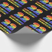 22誕生日:はっきりした,おもしろい,シンプル虹， 22 ラッピングペーパー (角)