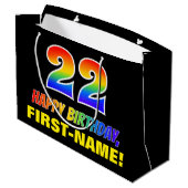 22誕生日:はっきりした,おもしろい,シンプル虹, 22 ラージペーパーバッグ (裏面アングル)