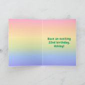 22誕生日:カラフルレインボー# 22、名前をカスタムする カード (内部)