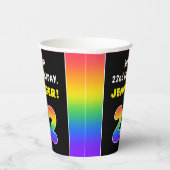22誕生日:カラフルレインボー# 22、名前をカスタムする 紙コップ (右)