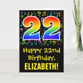 22誕生日:カラフル音楽シンボル+虹22 カード