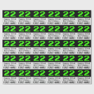 22誕生日 – ネルディ/オタク系のスタイル「22」と名前 ラッピングペーパー