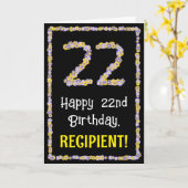 22誕生日:フローラ花数名前をカスタムする カード (黄色い花)