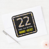 22誕生日:フローラ花数名前をカスタムする スクエアシール (封筒)