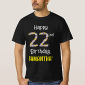 22誕生日:フローラ花数"22" +名前 Tシャツ (正面)