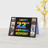 22誕生日:レインボー文字カスタム、写真&名前 カード (黄色い花)