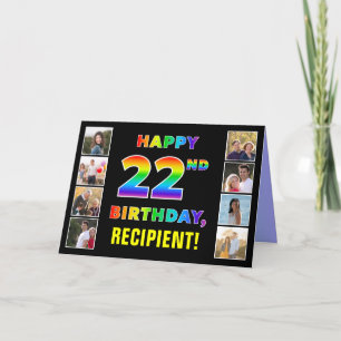 22誕生日：レインボー文字カスタム、写真&名前 カード
