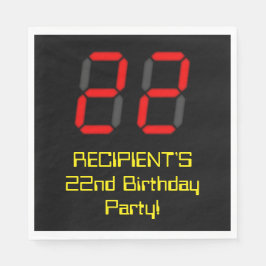 22誕生日：レッドデジタルクロックスタイル"22" +名前 スタンダードランチョンナプキン