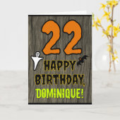 22誕生日:不気味ハロウィーンテーマ、名前をカスタムする カード (黄色い花)