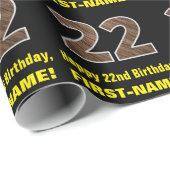 22誕生日：名前フェイク&木目パターン「22」 ラッピングペーパー (ロールコーナー)
