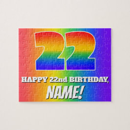 22誕生日—数々のカラーのレインボーパターン「22」 ジグソーパズル