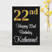 22誕生日~豪華エレガントなフェイク金ゴールドルック# カード (黄色い花)