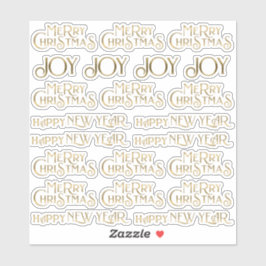 22金ゴールドメリークリスマスハッピーニューイヤー&ジョイ シール