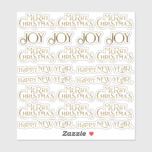 22金ゴールドメリークリスマスハッピーニューイヤー&ジョイ シール (シート)