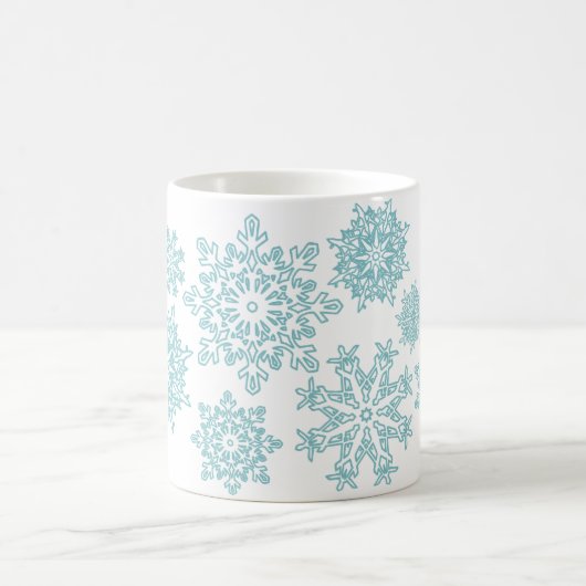220の青の雪片のマグ コーヒーマグカップ (中央)