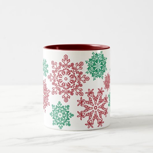 220クリスマスの雪片のマグ ツートーンマグカップ (中央)