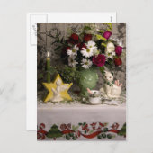 2218フローラスチルライフクリスマス シーズンポストカード (正面/裏面)