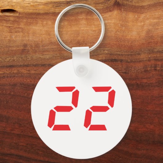 222赤アラーム時計のデジタル番号 キーホルダー (正面)