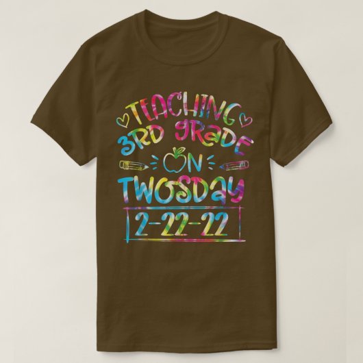 222222教え年22月21日の第3学年の先生 Tシャツ (デザイン正面)