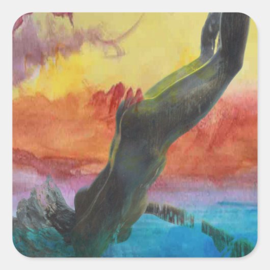 223.娘とイルカ スクエアシール (正面)