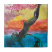 223.娘とイルカ タイル (正面)