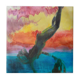 223.娘とイルカ タイル