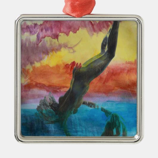 223.娘とイルカ メタルオーナメント (正面)