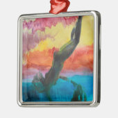 223.娘とイルカ メタルオーナメント (左)