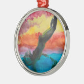 223.娘とイルカ メタルオーナメント (左)