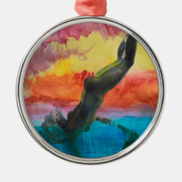 223.娘とイルカ メタルオーナメント